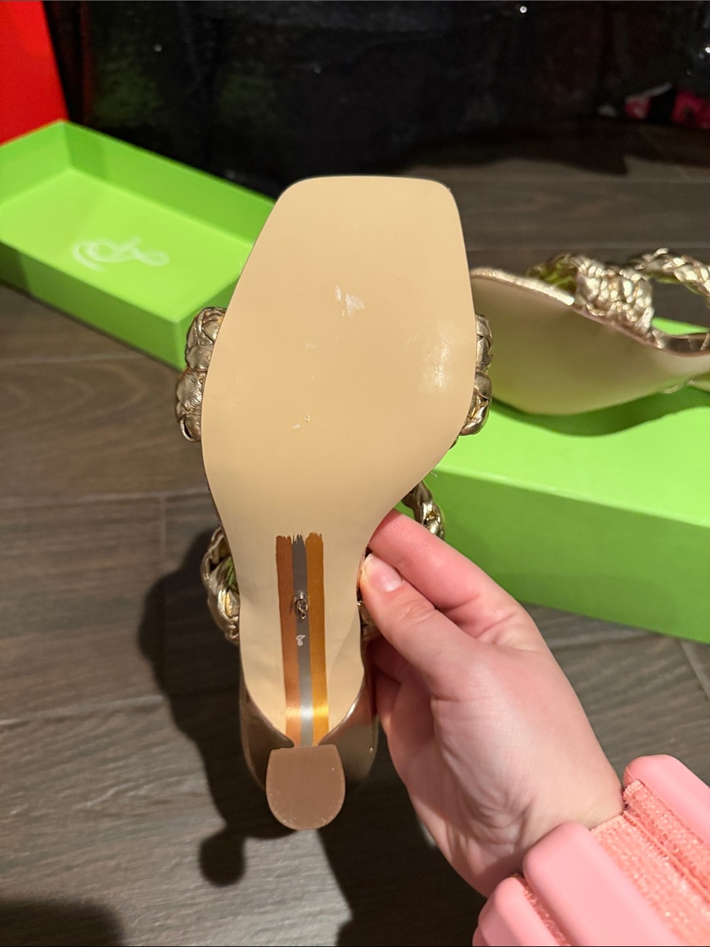 Sam Edelman Metallic Gold Braided Heeled Slides - Picture 2 of 5